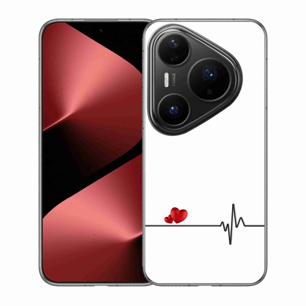 Gél borító mmCase a Huawei Pura 80 Pro készülékre - szív és szívverés fehér háttérrel