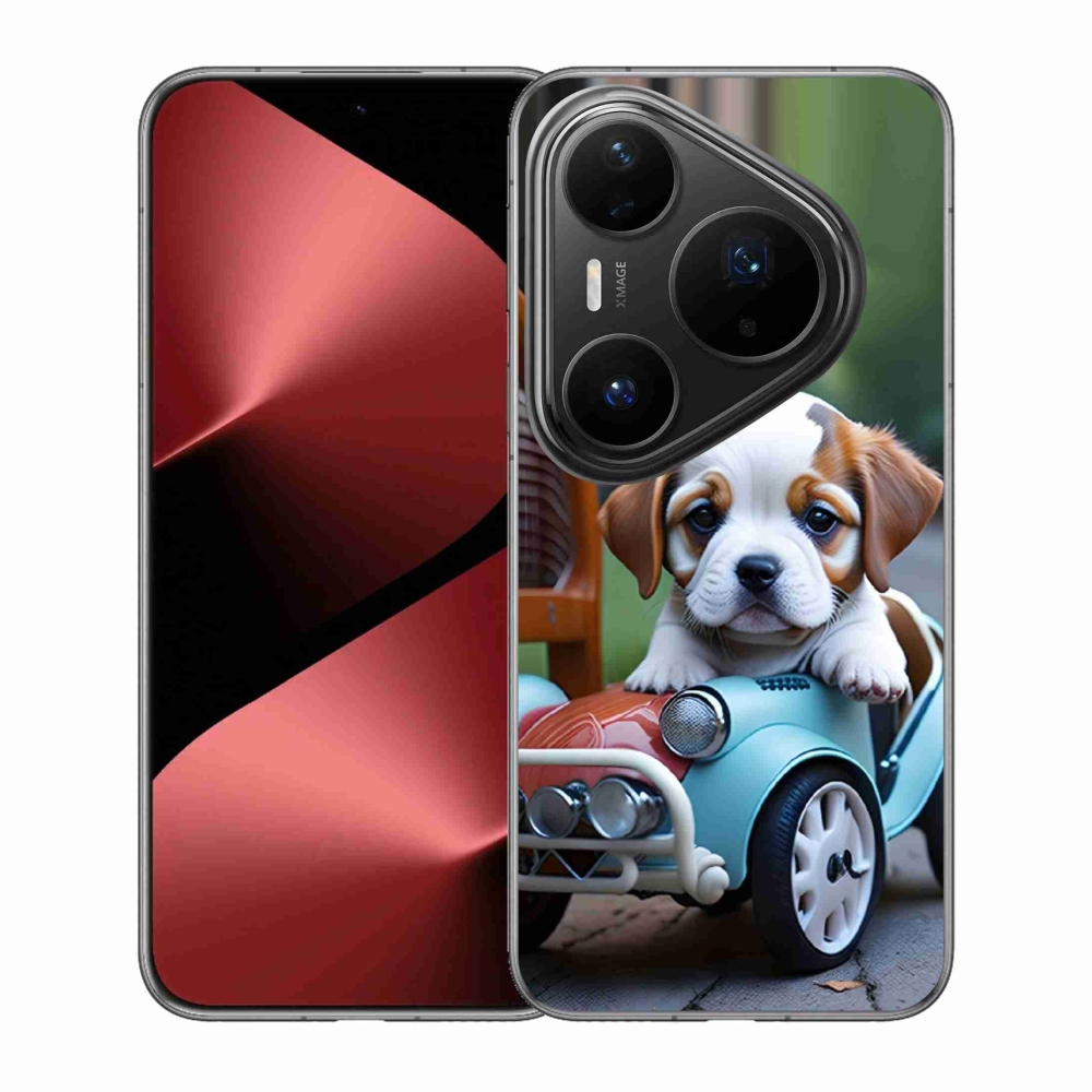 mmCase gél tok a Huawei Pura 80 Pro-hoz – kiskutya retro autóban