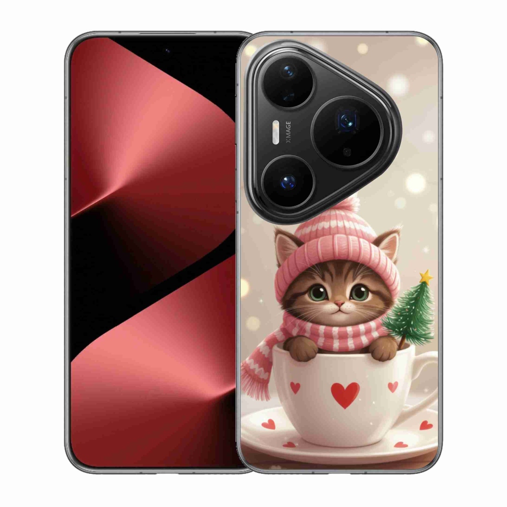 mmCase gél tok a Huawei Pura 80 Pro-hoz – karácsonyi cica csészében