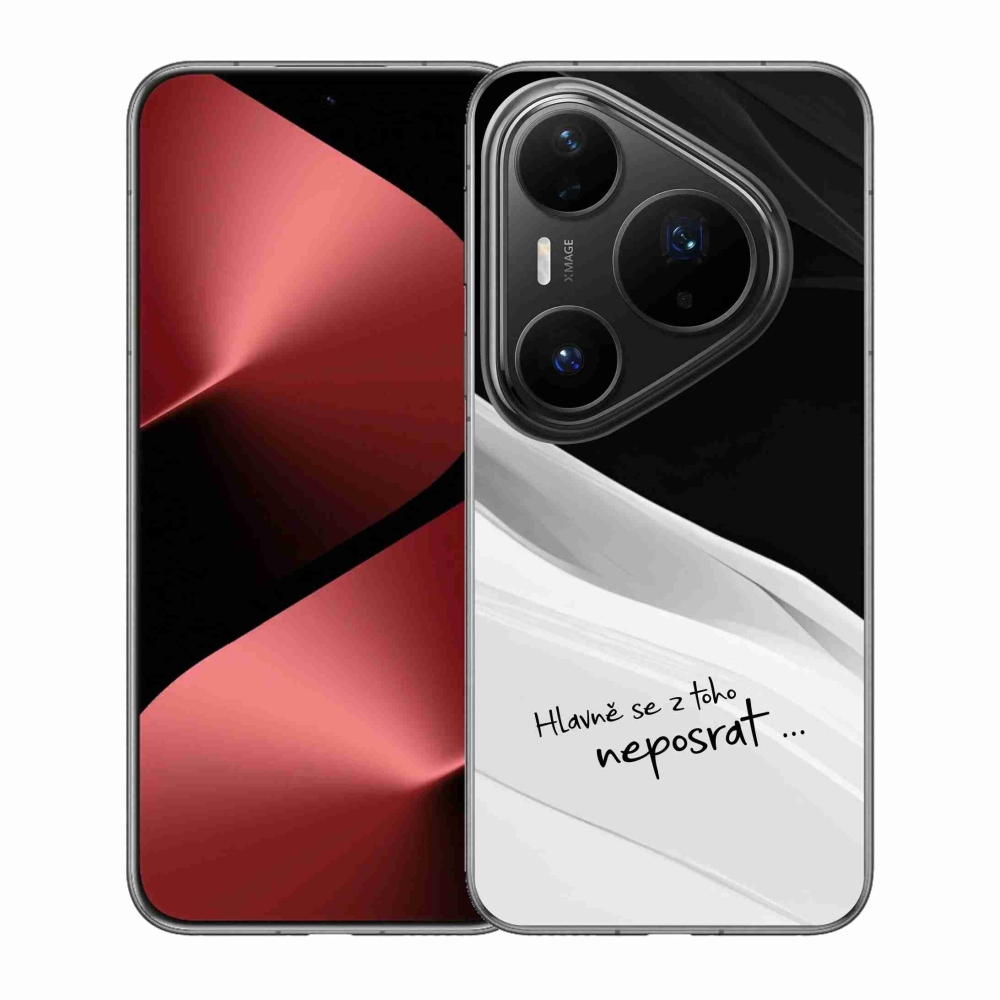 Gél borító mmCase a Huawei Pura 80 Pro készülékhez - vicces szöveg 13 fehér és fekete háttérrel