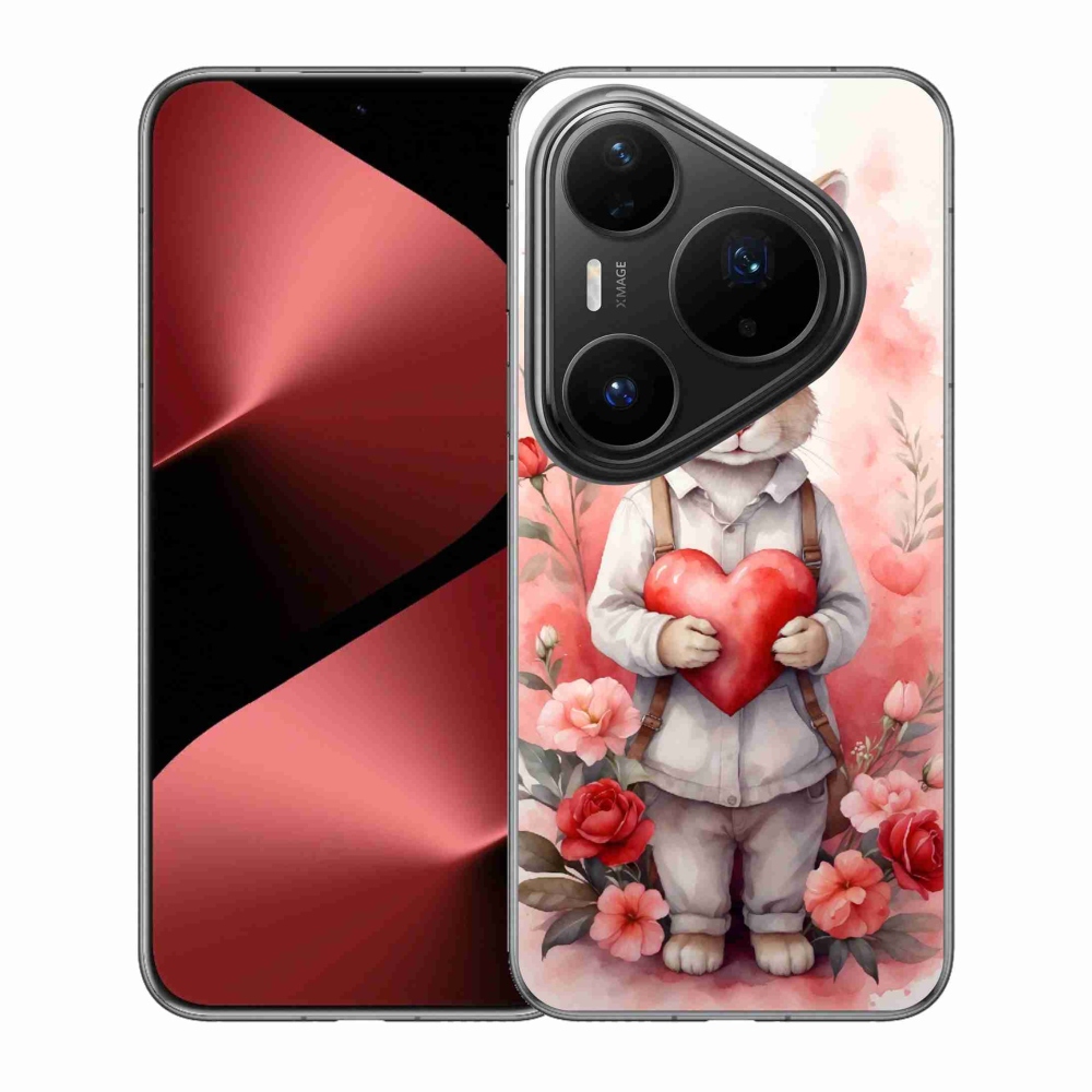 Gél borítás mmCase a Huawei Pura 80 Pro számára - nyúl szívvel