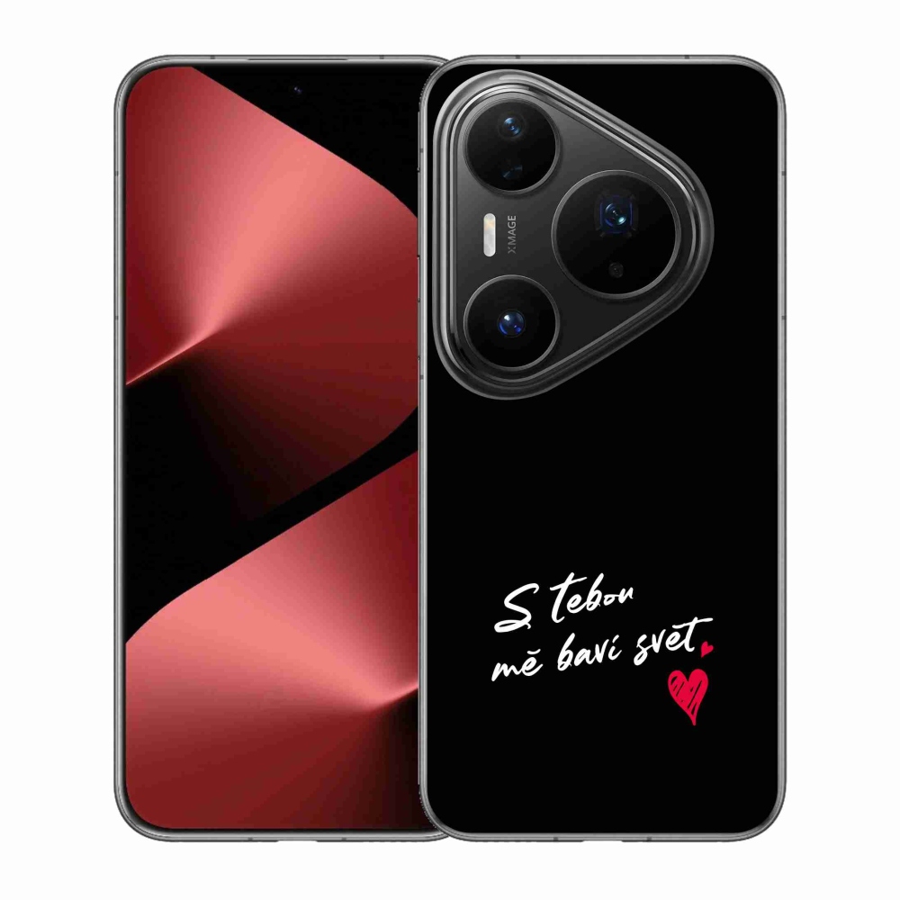 Gél borító mmCase a Huawei Pura 80 Pro készülékhez - szerelmes szöveg 1 fekete háttér