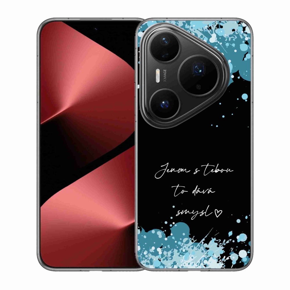 Gél borító mmCase a Huawei Pura 80 Pro számára - szöveg szerelemben fekete háttérrel