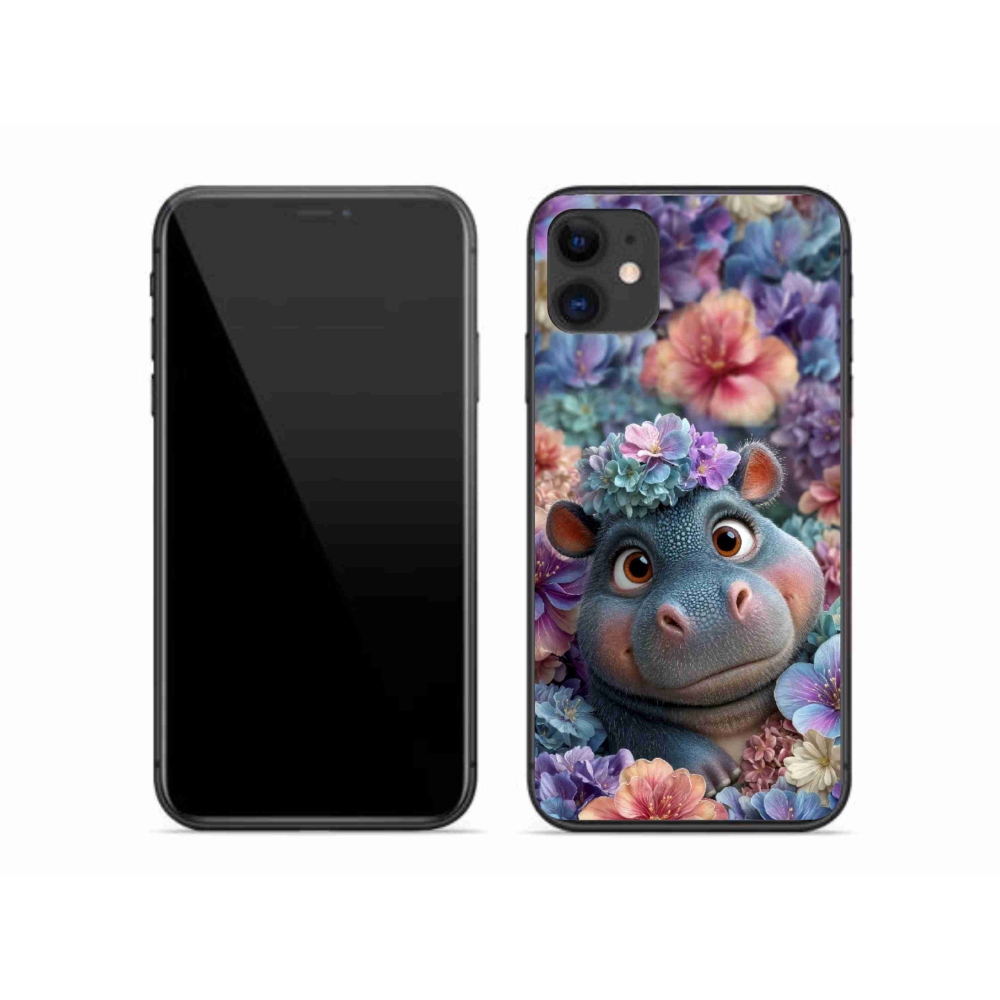 mmCase gél tok az iPhone 11-hez – virágok között úszó kis víziló