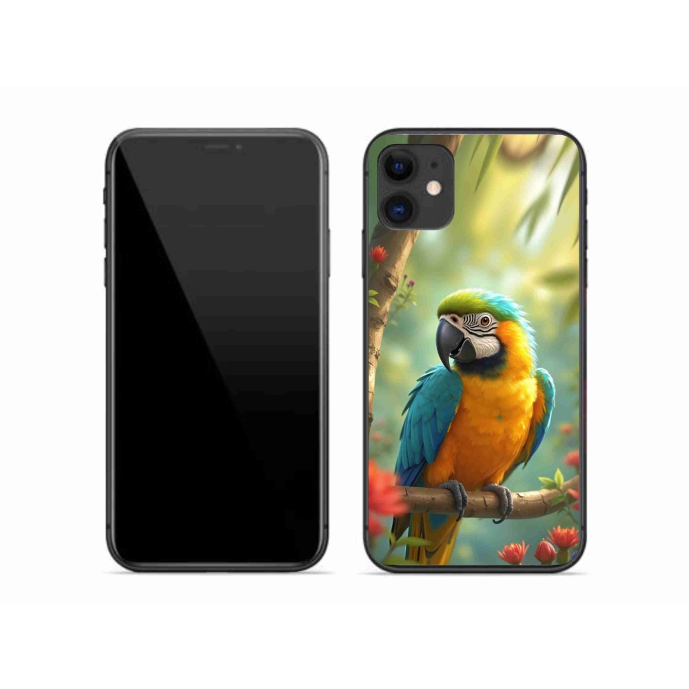 mmCase gél tok az iPhone 11-hez – kék-sárga ara papagáj