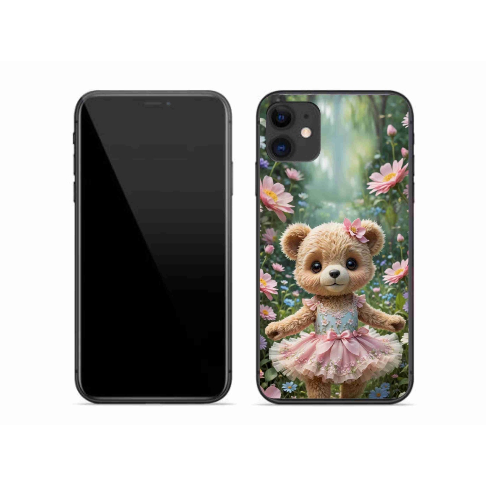 mmCase gél tok az iPhone 11-hez – aranyos mackó virágok között