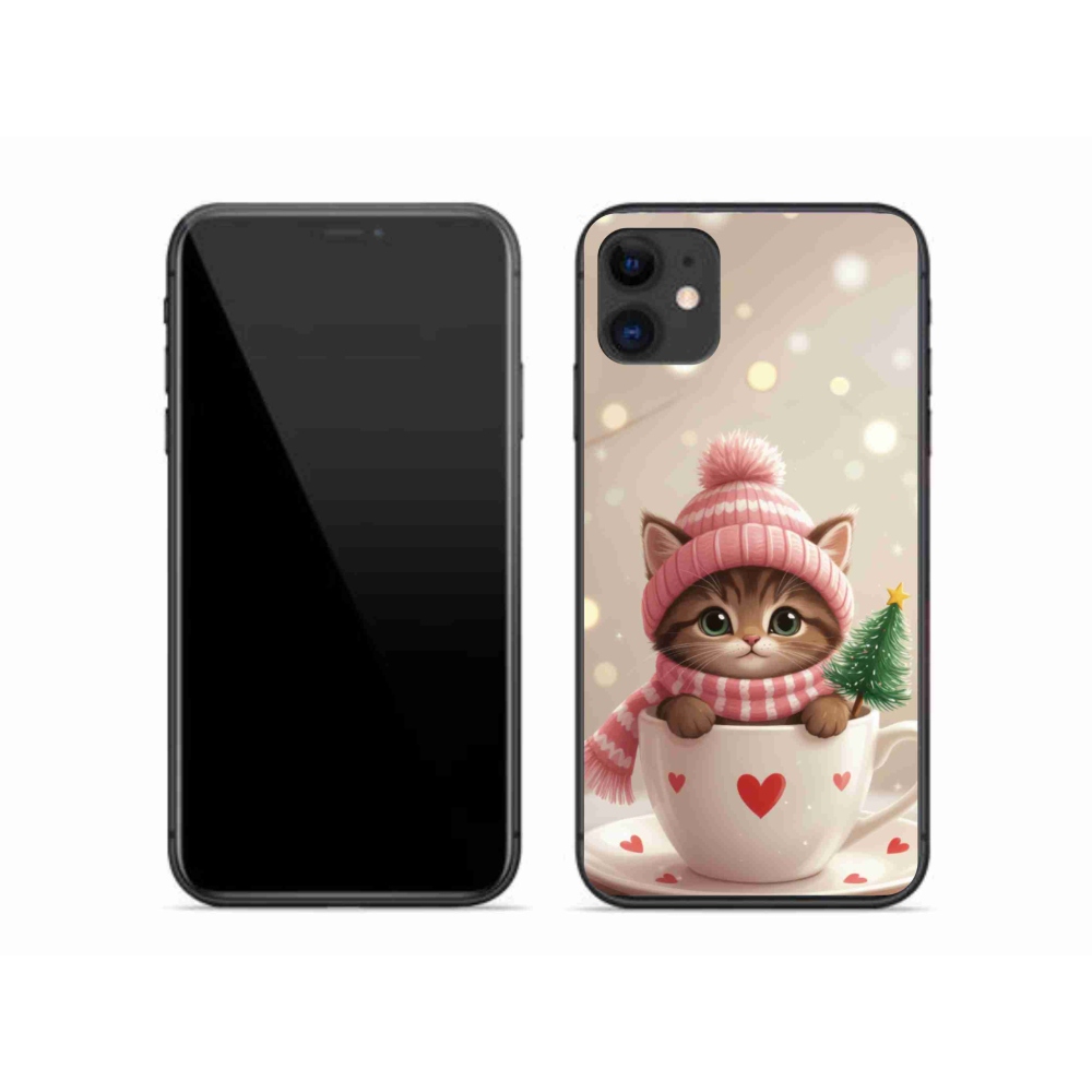 mmCase gél tok az iPhone 11-hez – karácsonyi cica csészében