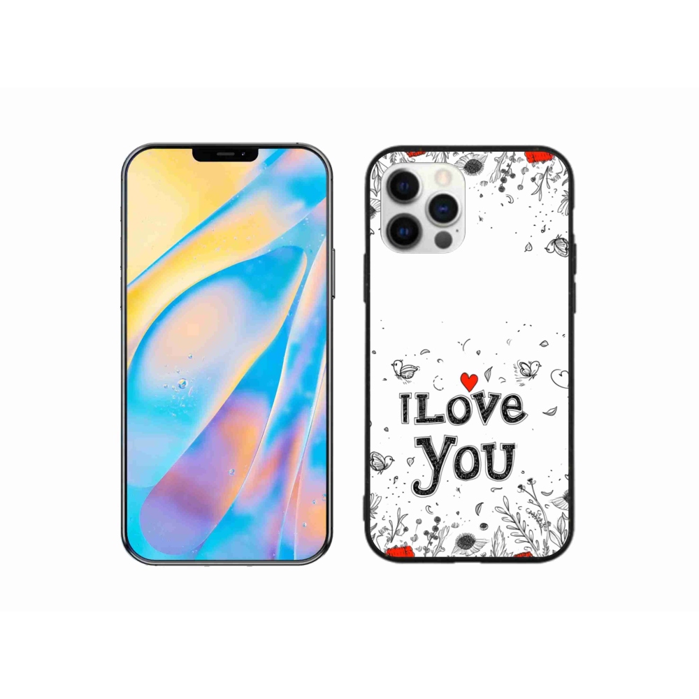 Gél borítás mmCase iPhone 12 készülékhez - I love you fehér háttérrel