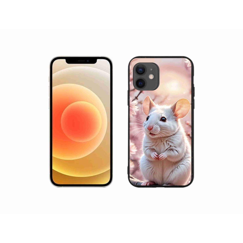 mmCase gél tok az iPhone 12 Mini-hez – fehér egér egy ágon