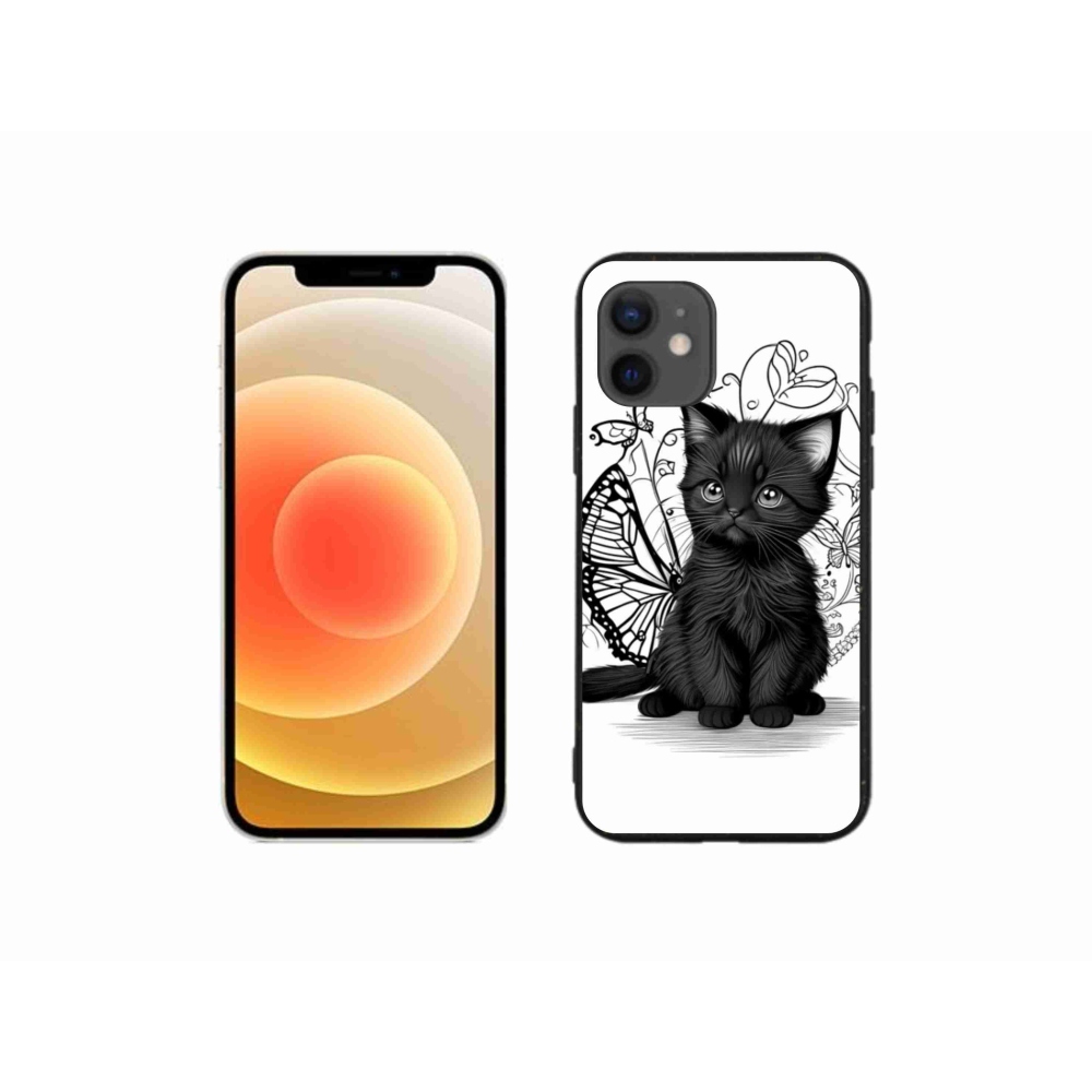 Zselés borítás mmCase iPhone 12 Mini készülékhez - fekete cica