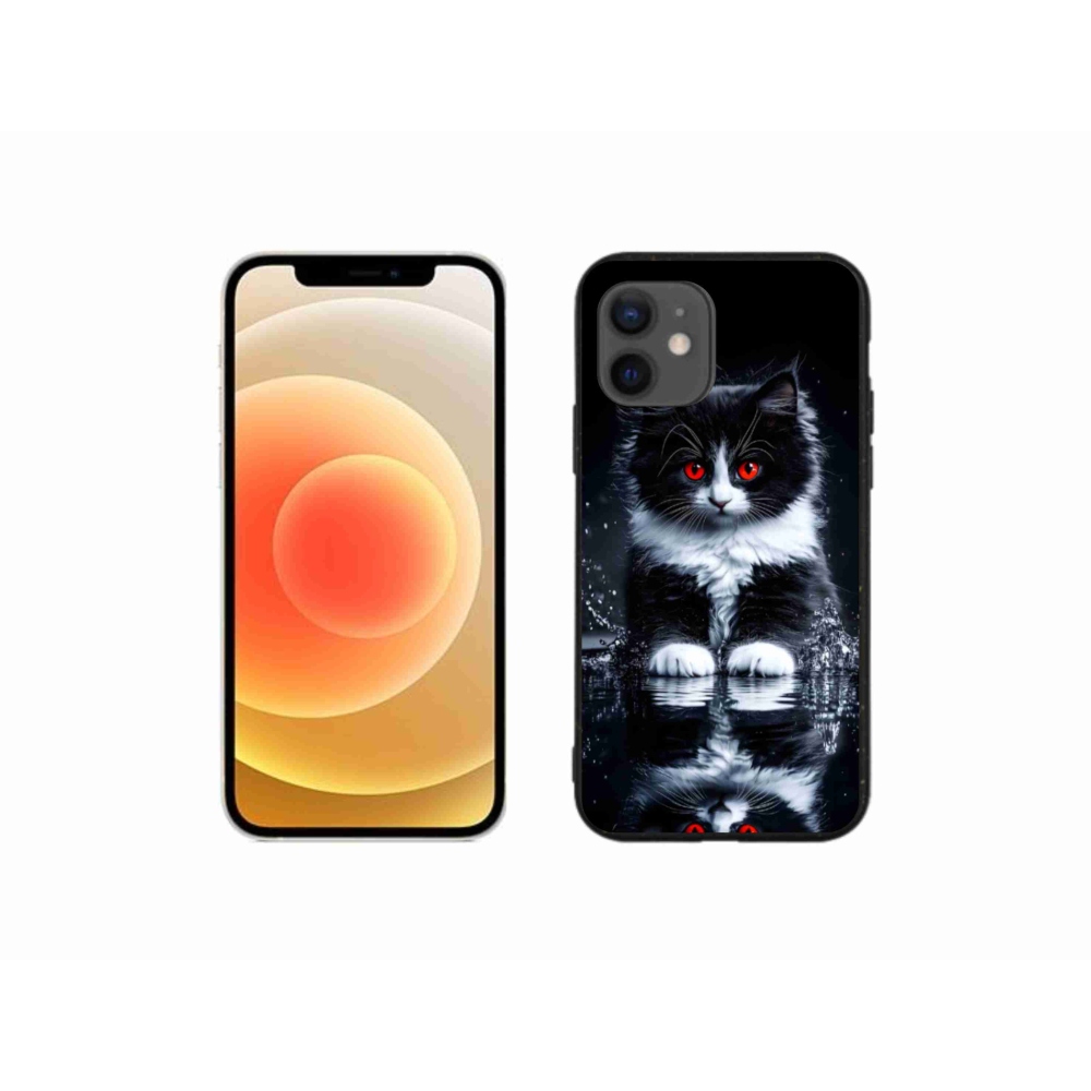 Gél borítás mmCase iPhone 12 Mini készülékhez - fekete-fehér cica