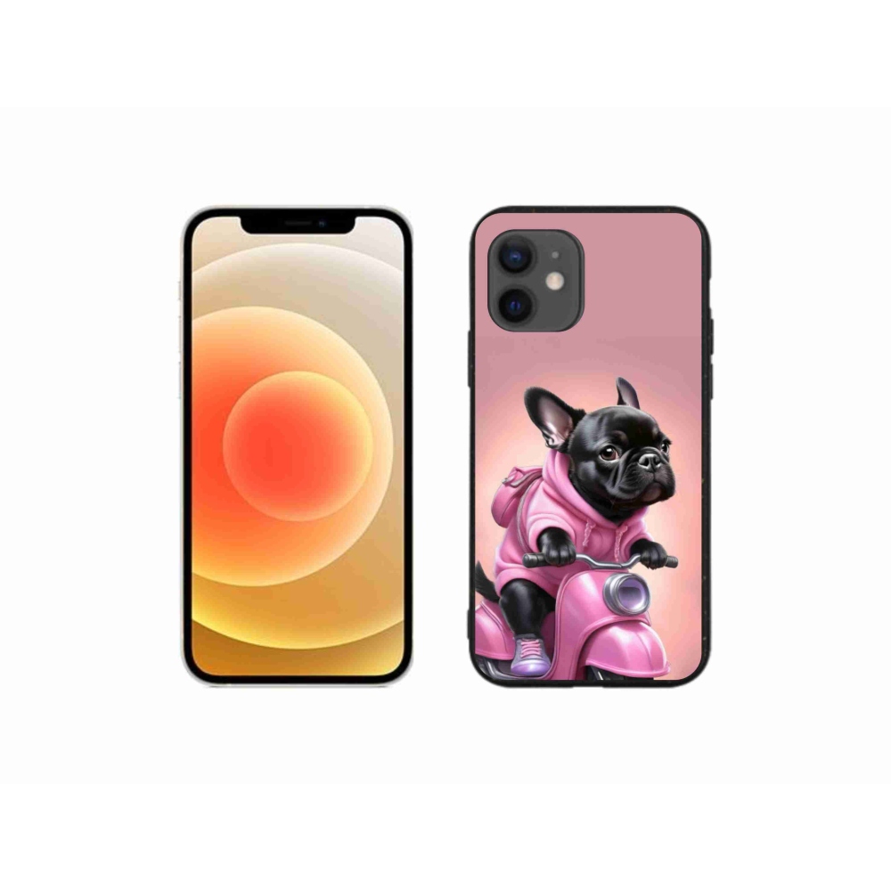 Gél borítás mmCase iPhone 12 Mini készülékhez - Francia bulldog egy robogón