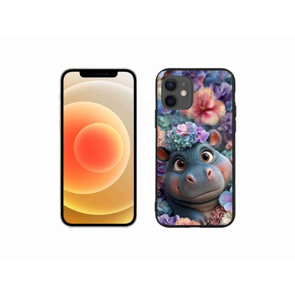 mmCase gél tok az iPhone 12 Mini-hez – virágok között úszó víziló