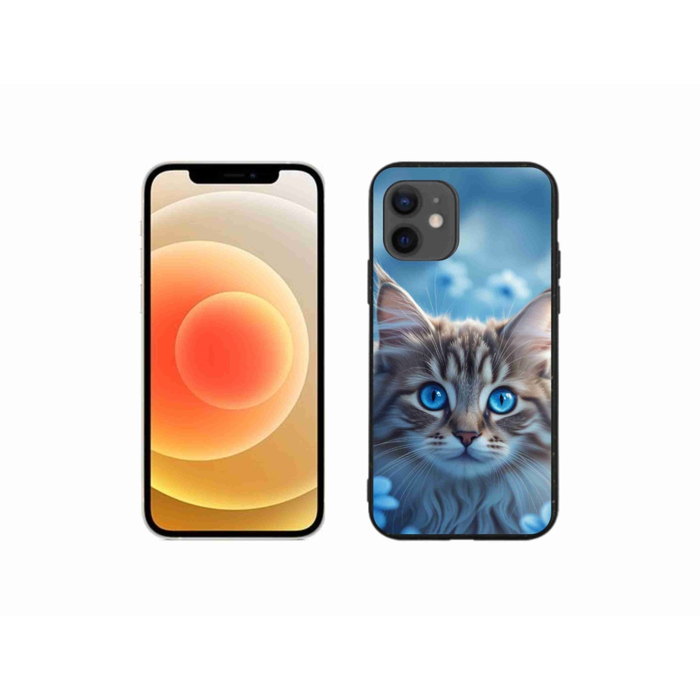 mmCase gél tok az iPhone 12 Mini-hez – kiscica kék virágok között