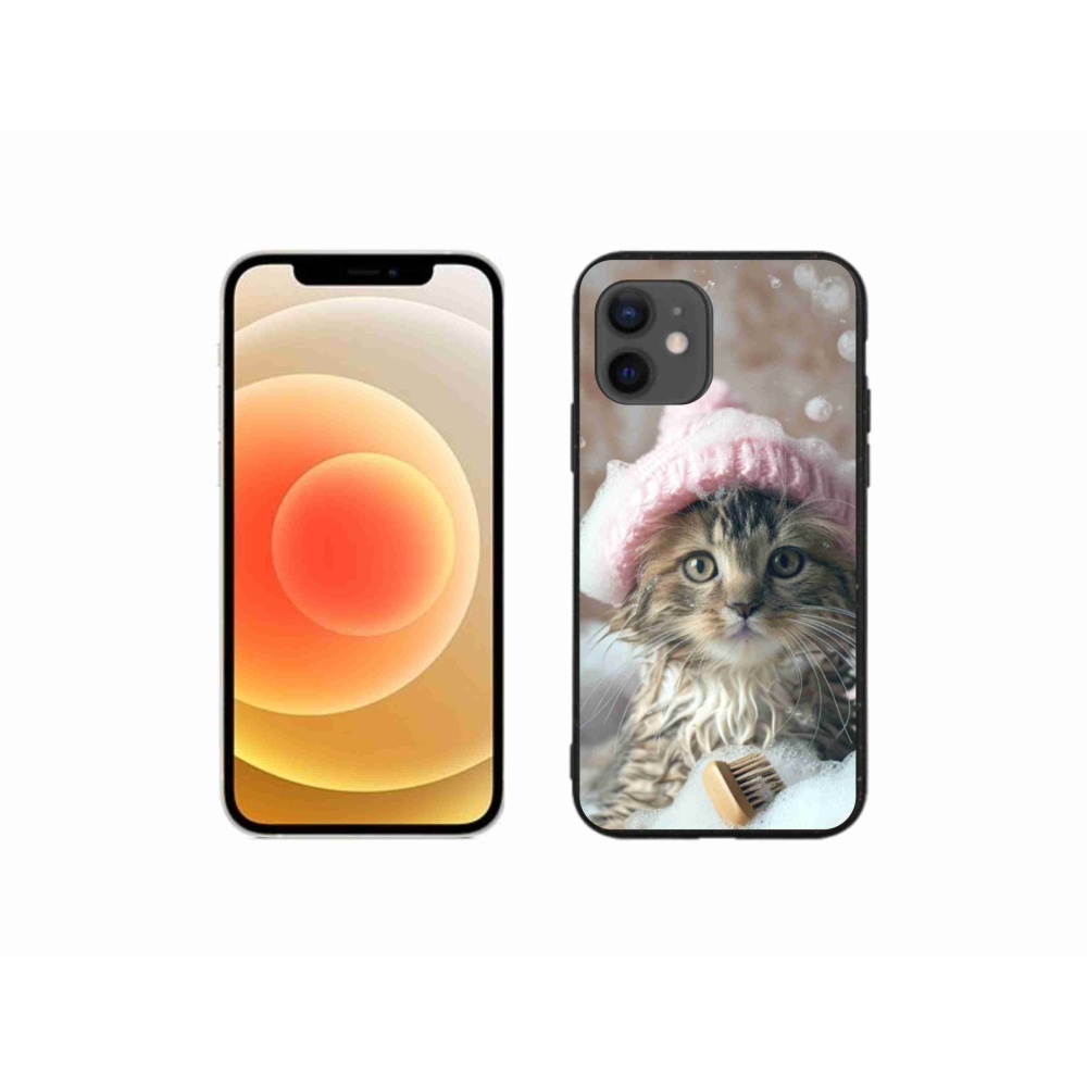 Zselés borítás mmCase iPhone 12 Mini készülékhez - cica és fürdés
