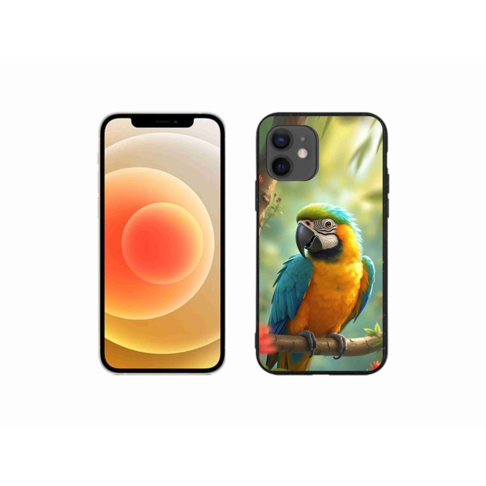 mmCase gél tok az iPhone 12 Mini-hez – kék-sárga ara papagáj