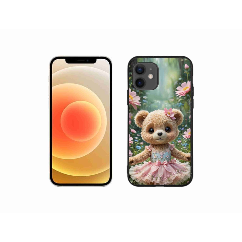 mmCase gél tok az iPhone 12 Mini-hez – aranyos mackó virágok között