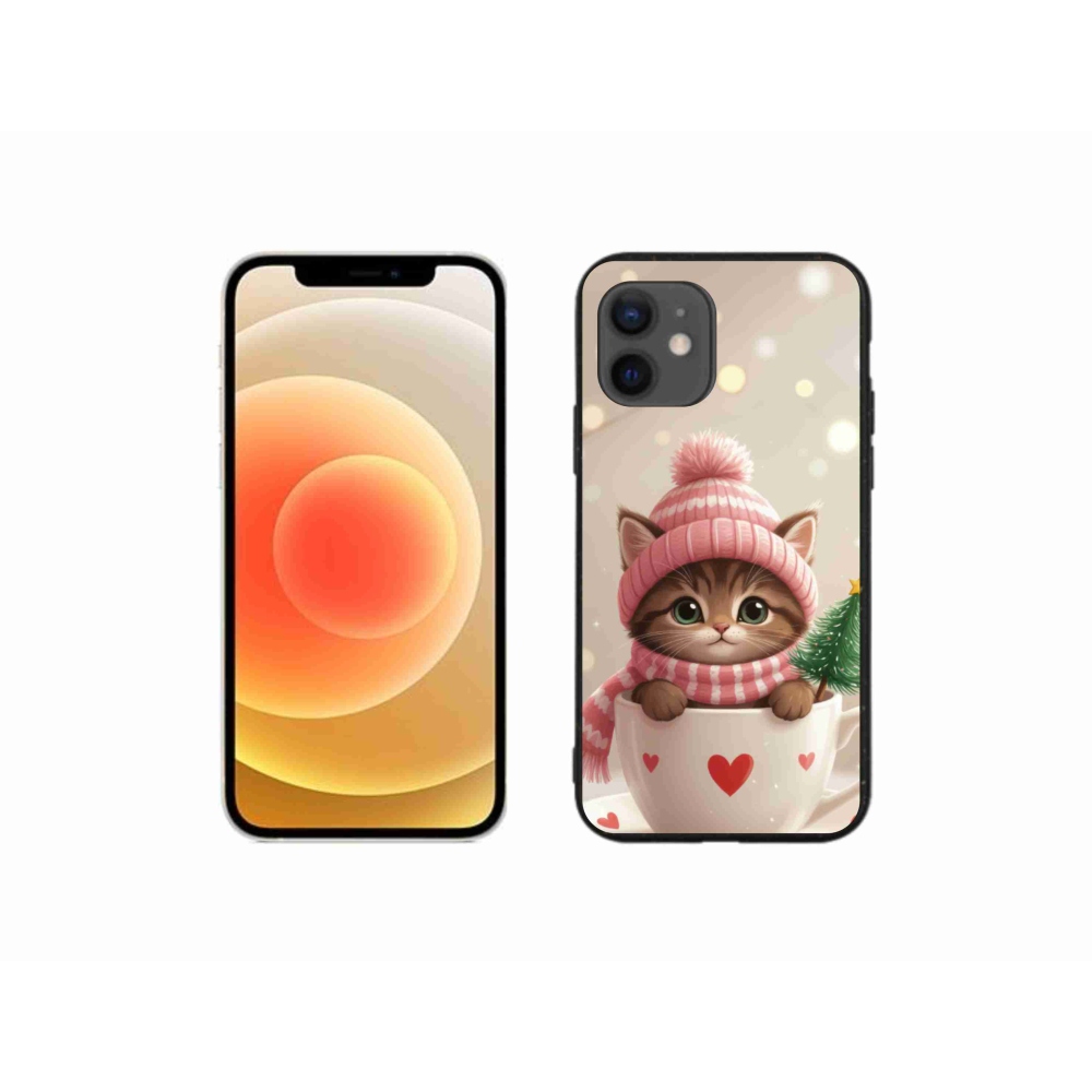 mmCase gél tok az iPhone 12 Mini-hez – karácsonyi cica csészében