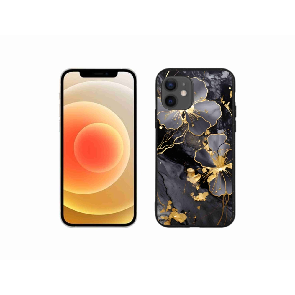 Gél borítás mmCase iPhone 12 Mini készülékhez - arany virágok