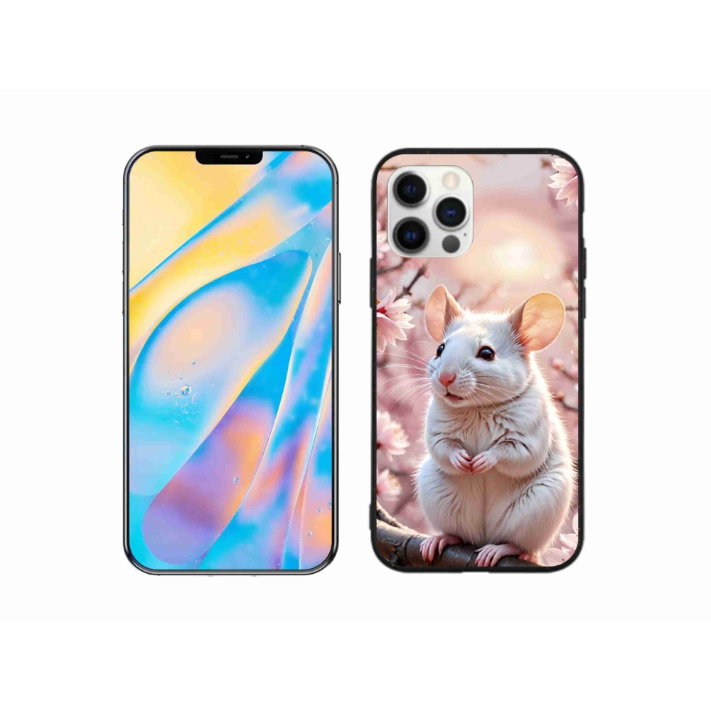 mmCase gél tok az iPhone 12 Pro-hoz – fehér egér egy ágon