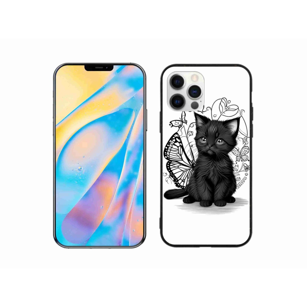 Zselés borítás mmCase iPhone 12 Pro készülékhez - fekete cica