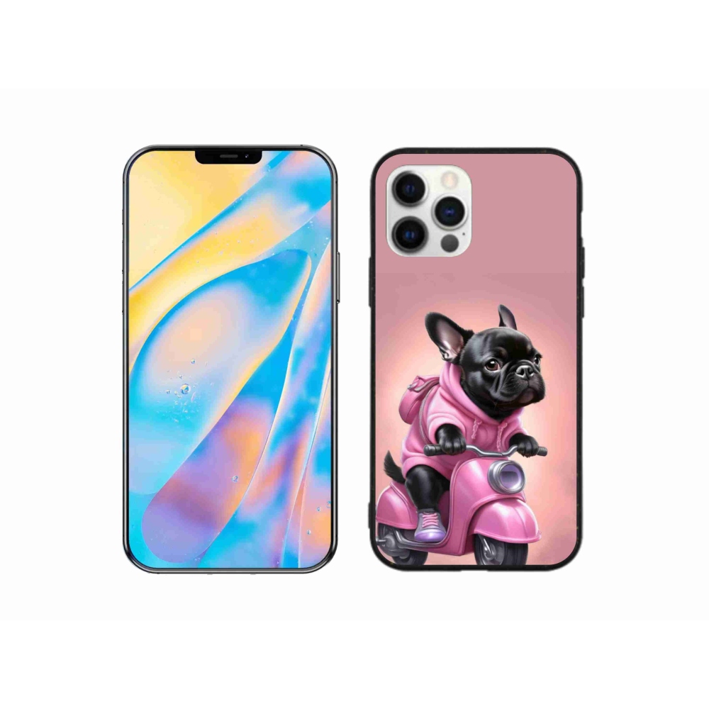 Gél borítás mmCase iPhone 12 Pro készülékhez - Francia bulldog egy robogón
