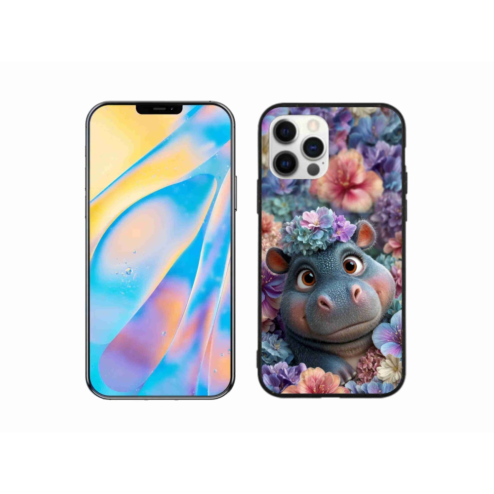 mmCase gél tok az iPhone 12 Pro-hoz – virágok között úszó víziló