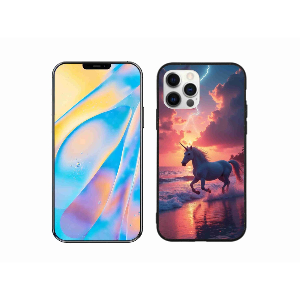 Gél borítás mmCase iPhone 12 Pro készülékhez - egyszarvú a tengerparton