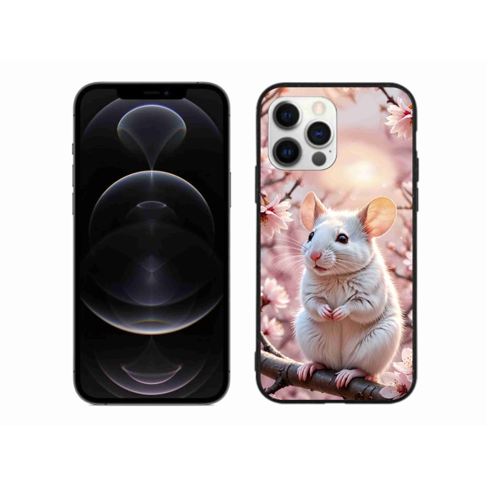 mmCase gél tok az iPhone 12 Pro Max-hoz – fehér egér egy ágon