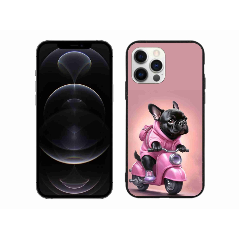 Gél borítás mmCase iPhone 12 Pro Max készülékhez - Francia bulldog egy robogón