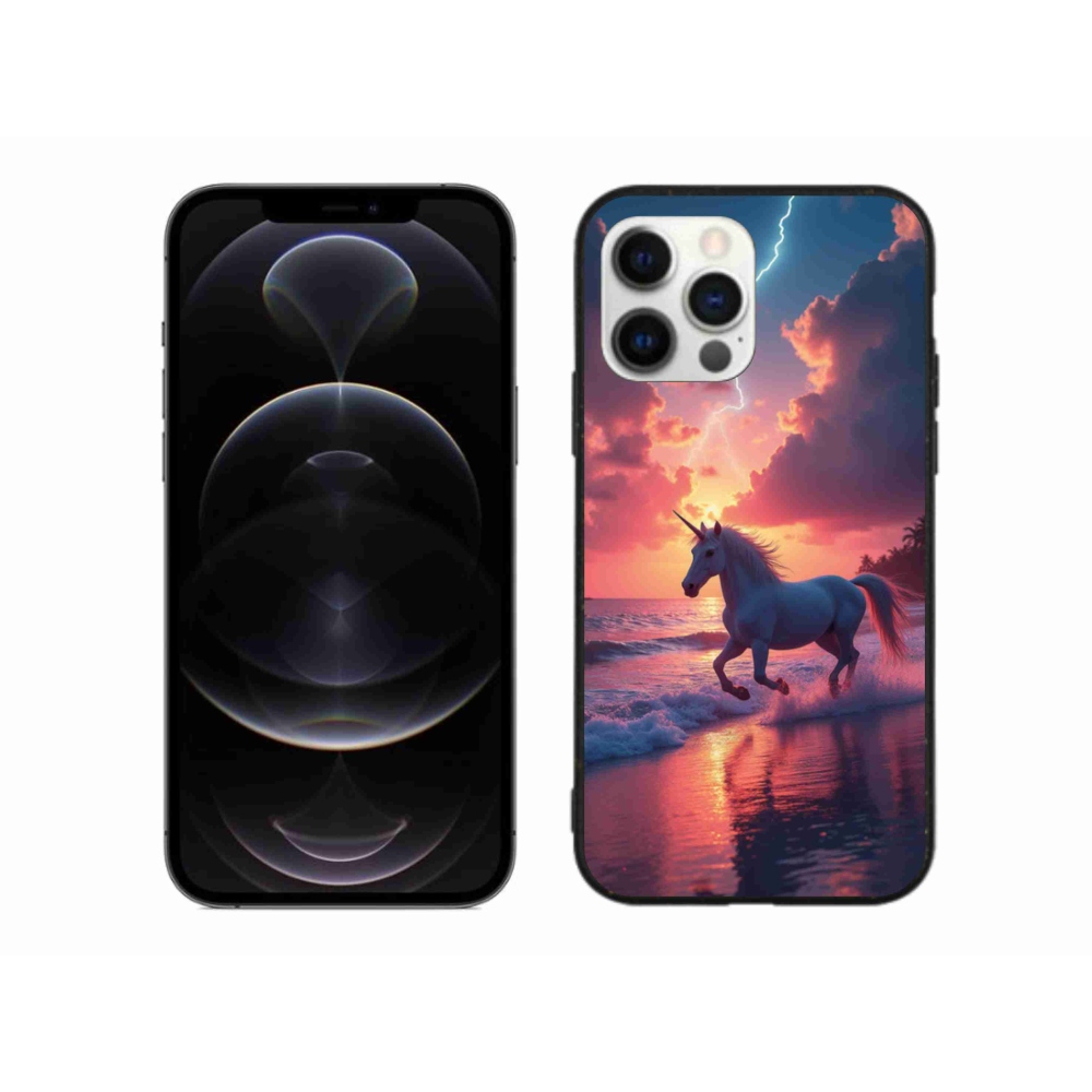 Zselés borítás mmCase iPhone 12 Pro Max készülékhez - egyszarvú a tengerparton