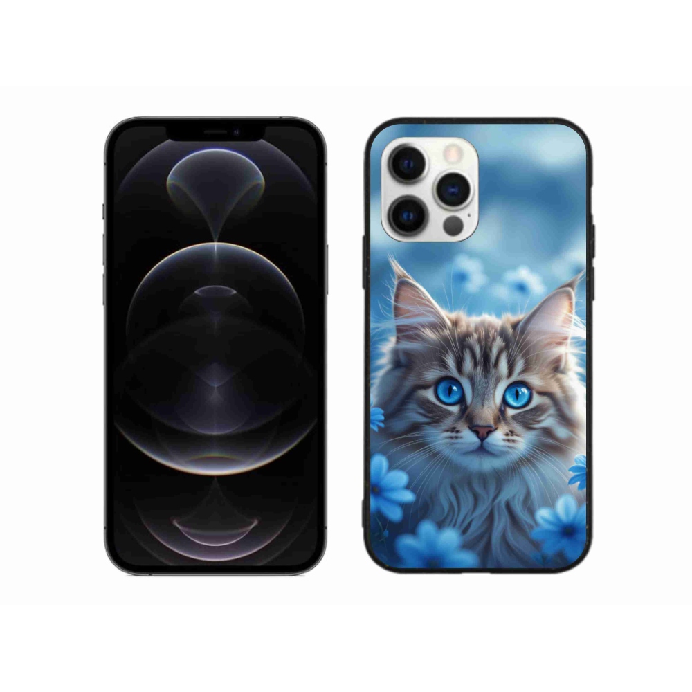 mmCase gél tok az iPhone 12 Pro Max-hoz – kiscica kék virágok között