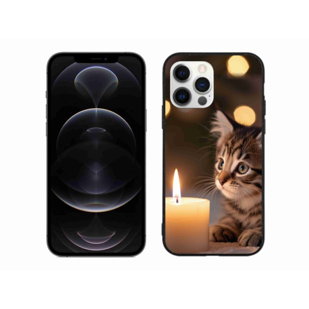 Zselés borítás mmCase iPhone 12 Pro Max készülékhez - cica és gyertya