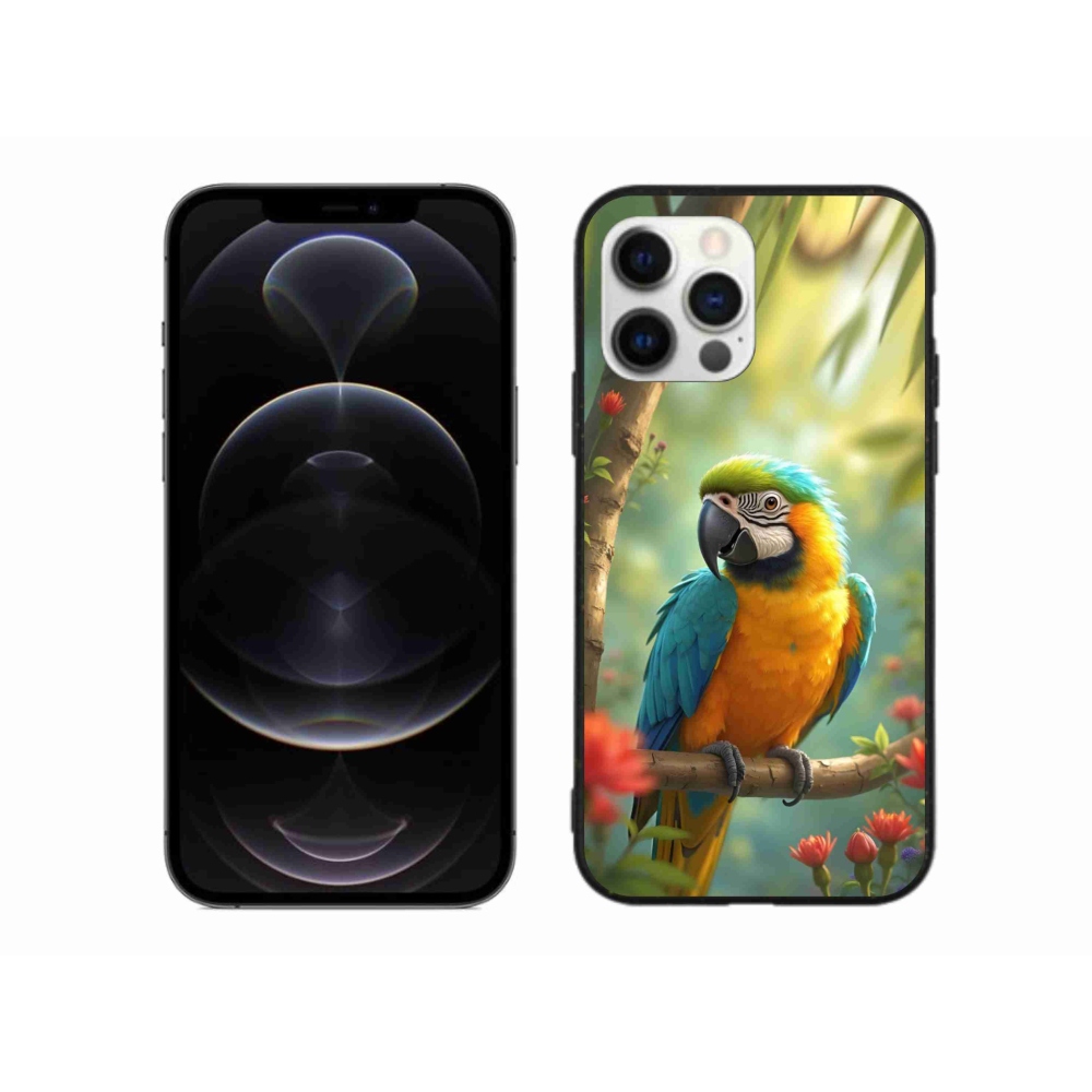 mmCase gél tok az iPhone 12 Pro Max-hoz – kék-sárga ara papagáj