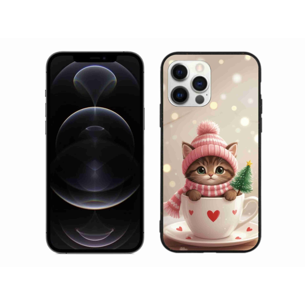 mmCase gél tok az iPhone 12 Pro Max-hoz – karácsonyi cica csészében