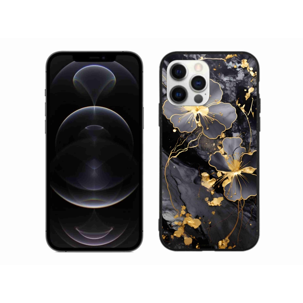 Zselés borítás mmCase iPhone 12 Pro Max készülékhez - arany virágok