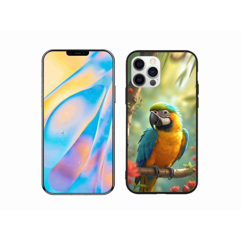 mmCase gél tok az iPhone 12 Pro-hoz – kék-sárga ara papagáj