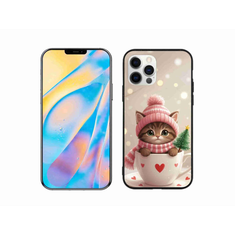 mmCase gél tok az iPhone 12 Pro-hoz – karácsonyi cica csészében