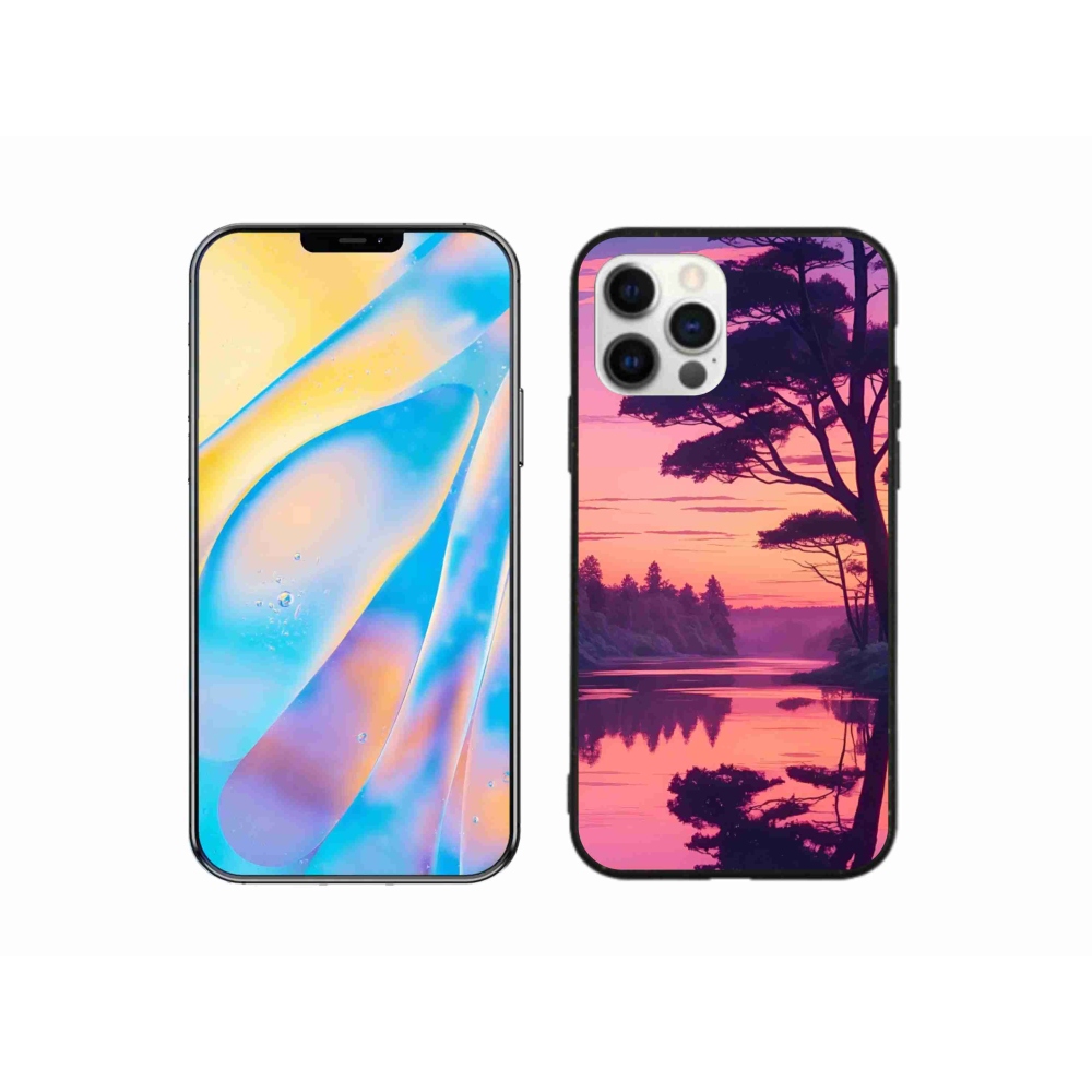 Gél borítás mmCase iPhone 12 készülékhez - naplemente a tó felett