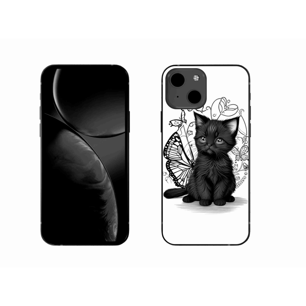 Gél borítás mmCase iPhone 13 készülékhez - fekete cica