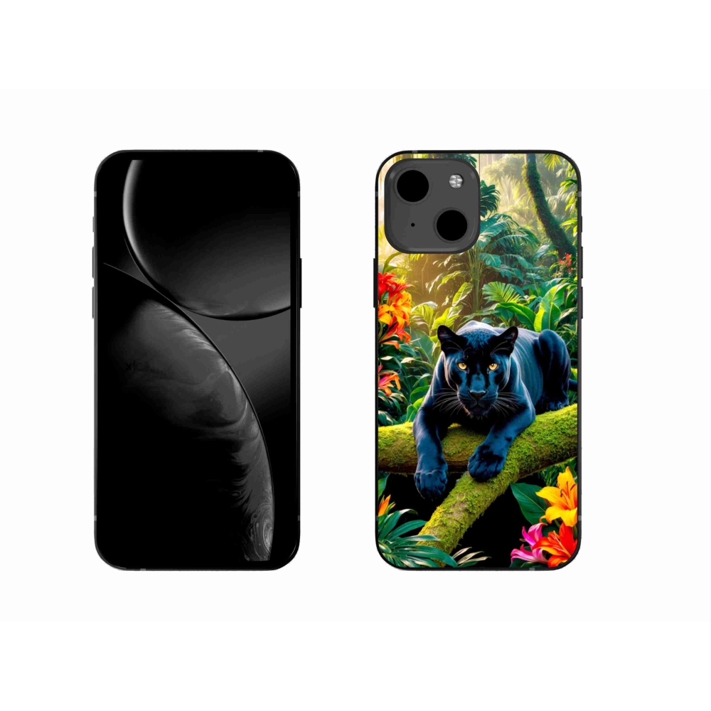 Gél borítás mmCase iPhone 13 készülékhez - fekete párduc a dzsungelben