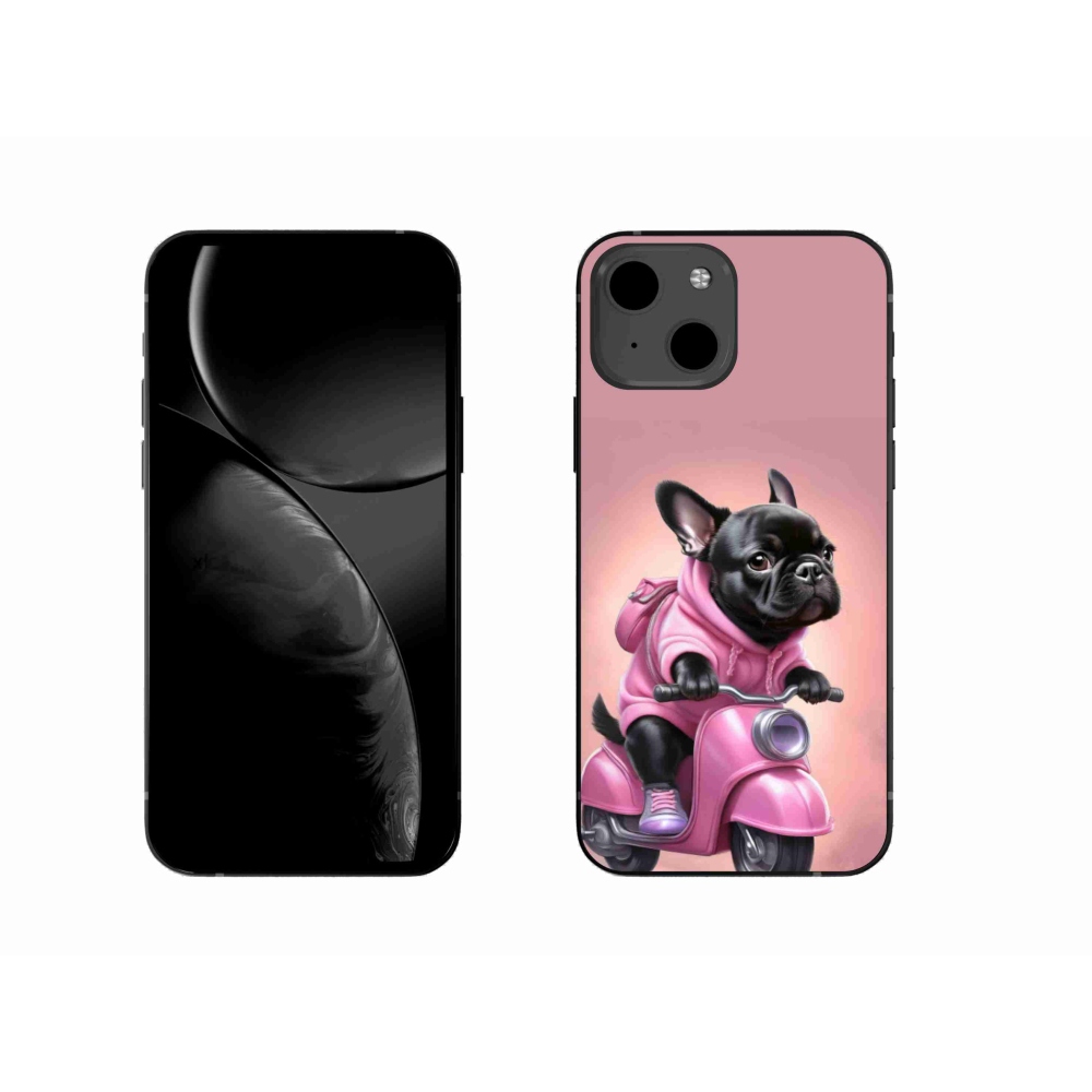 Gél borítás mmCase iPhone 13 készülékhez - Francia bulldog robogón