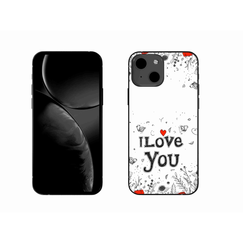 Gél borító mmCase iPhone 13 készülékhez - I love you fehér háttérrel