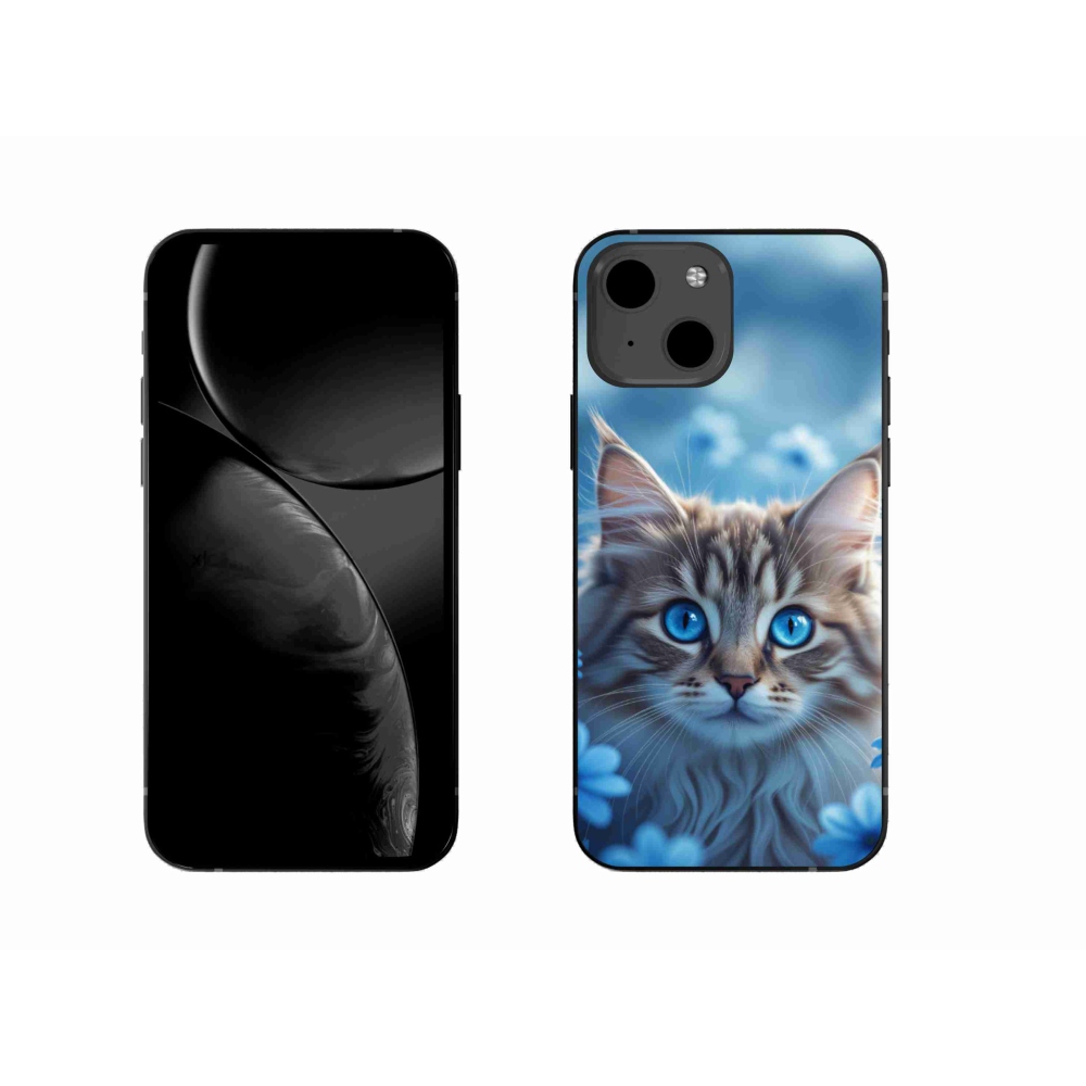 mmCase gél tok az iPhone 13-hoz – kiscica kék virágok között