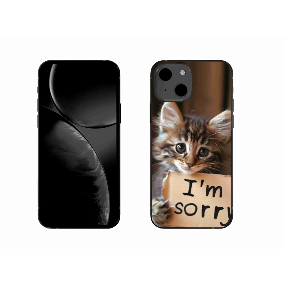 Zselés borítás mmCase iPhone 13 készülékhez - macska bocsánatkérése