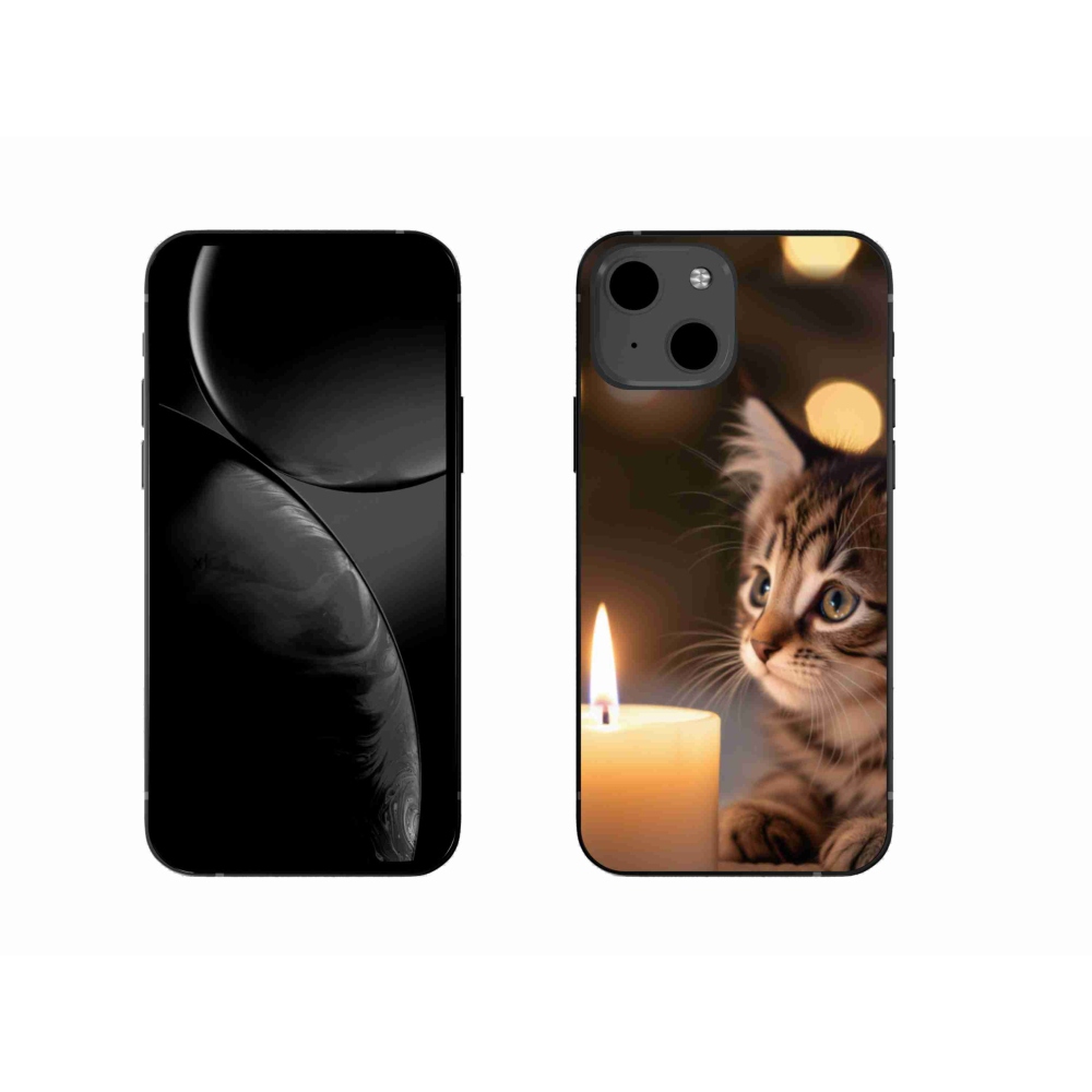 Gél borító mmCase iPhone 13 készülékhez - cica és gyertya
