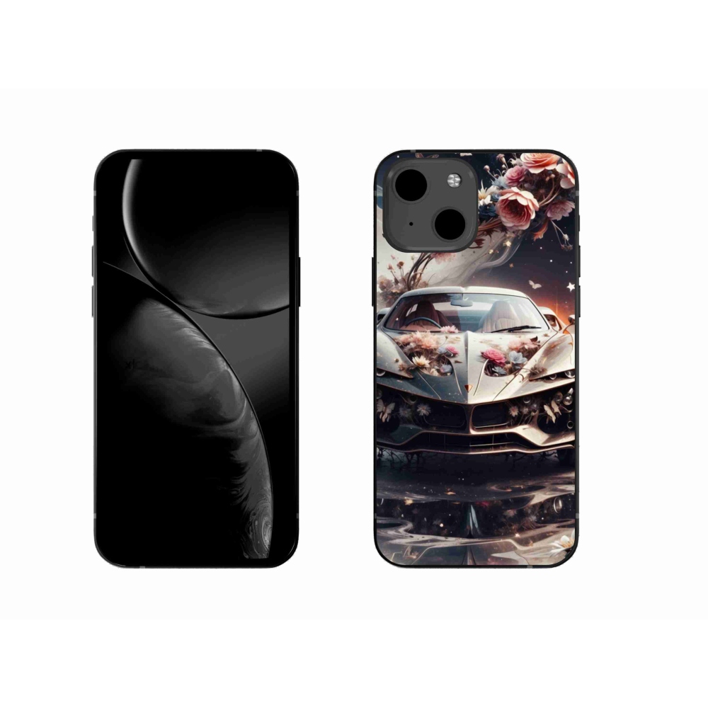 Gél borítás mmCase iPhone 13 készülékhez - virágos sportkocsi