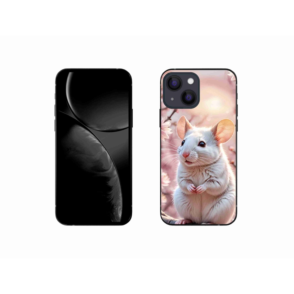 mmCase gél tok az iPhone 13 Mini-hez – fehér egér egy ágon