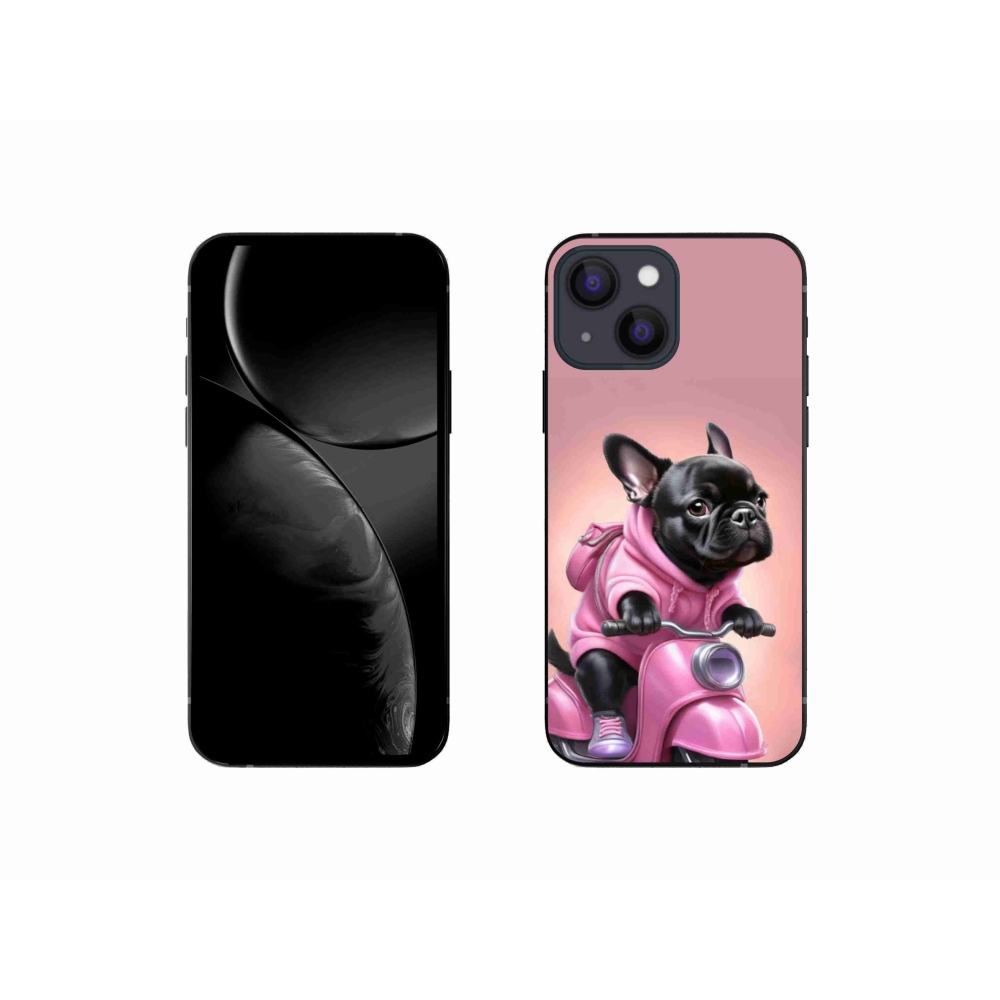 Gél borítás mmCase iPhone 13 Mini készülékhez - Francia bulldog egy robogón