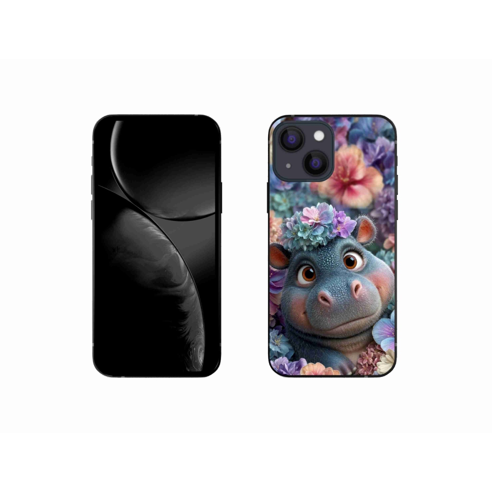 mmCase gél tok az iPhone 13 Mini-hez – virágok között úszó víziló